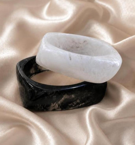 Midnight & Ivory Marble Kada Set