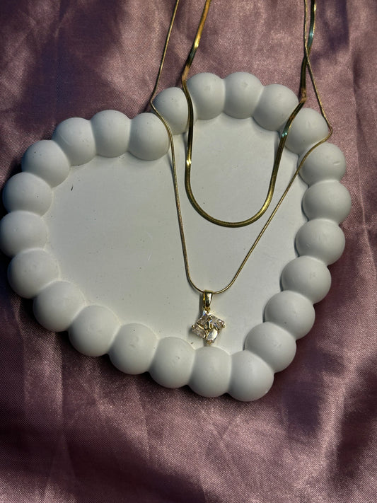 Green Recto Gold Plated Pendant Necklace